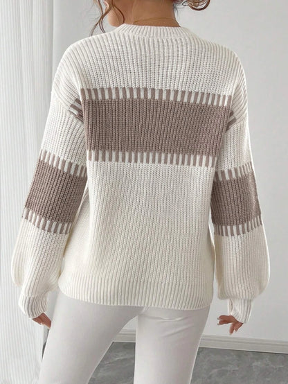 Casual Women's Knit Pullover with Stripes