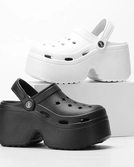 Chunky Closed-Toe Wedge Heels for Women - Thick Sole- Non-slip