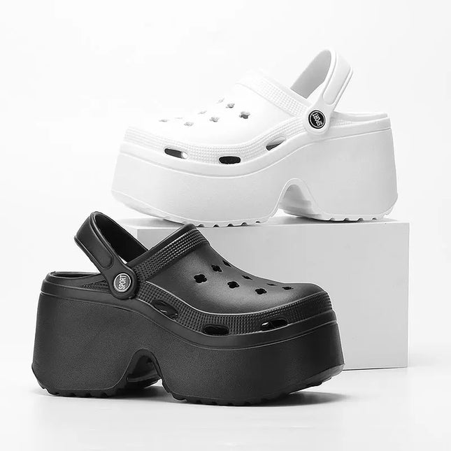 Chunky Closed-Toe Wedge Heels for Women - Thick Sole- Non-slip