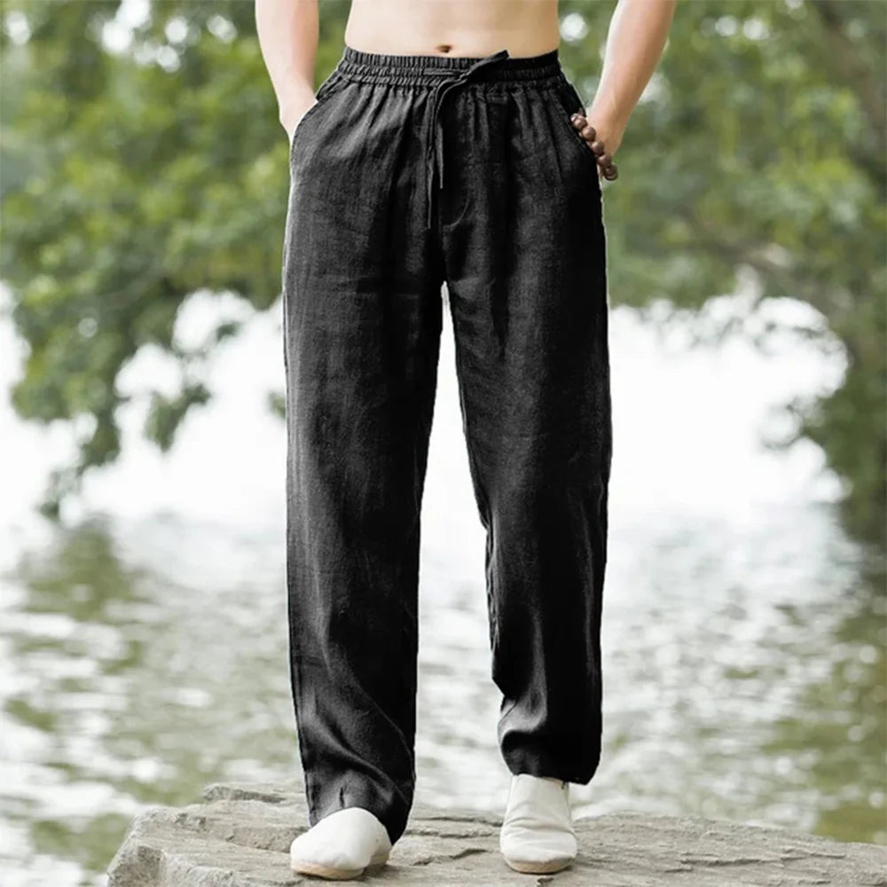 Stylish Men's Oversized Korean Linen Wide-Leg Trousers
