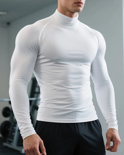 Men's Fleece Tight-Fit Long-Sleeved Sweater - Quick-Drying, Breathable, Highly Elastic