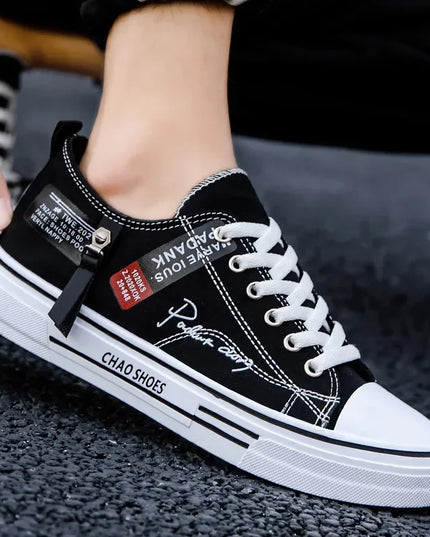 Men's Graffiti-Print Canvas Lace-Up Sneakers