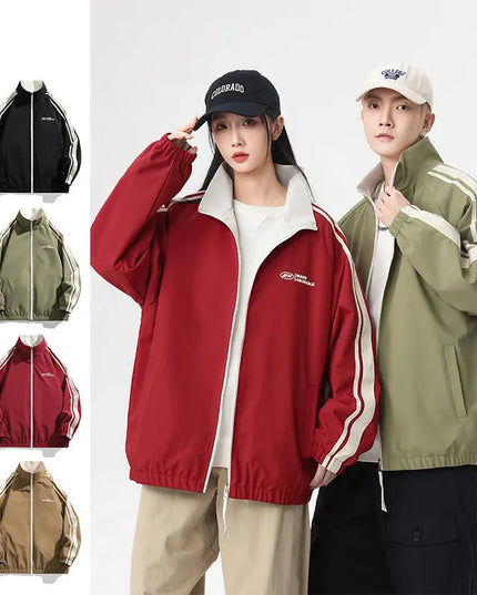 Unisex Reversible Windproof Long Sleeve Jacket - Two-Sided Design