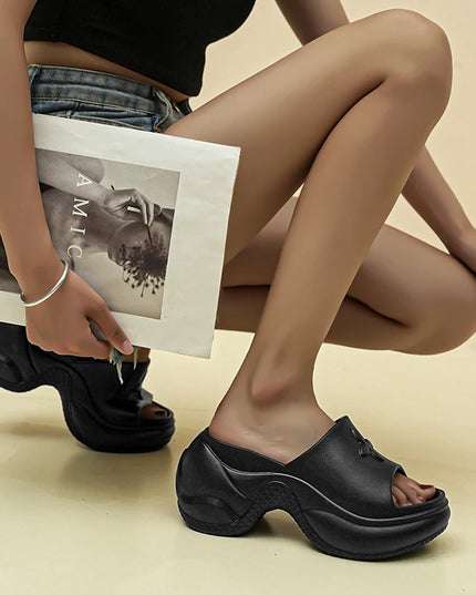Women’s Thick Sole Wedge Heels – 9cm Chunky Platform Slippers