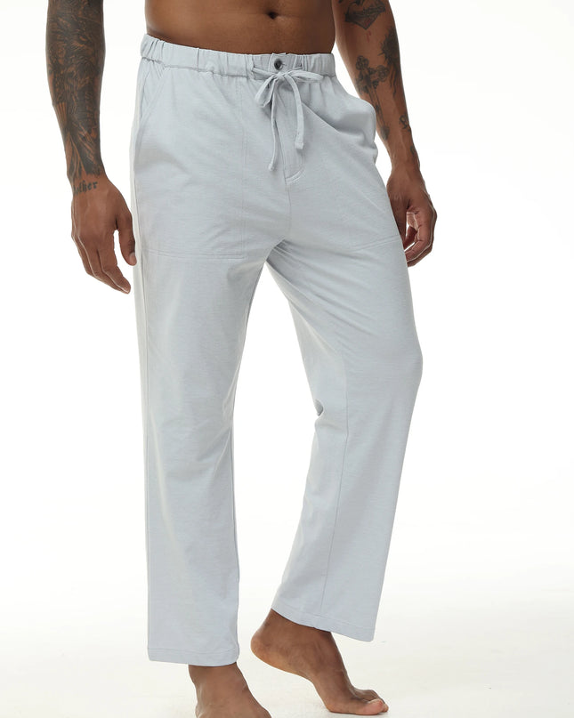 Men's Casual Linen Cotton  Pants Breathable Loos Elastic Waist