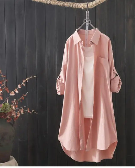 Women's Loose Midi Long Sleeve Shirt