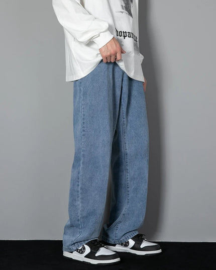 Korean style Men's Classic Wide-Leg Straight Denim Jeans