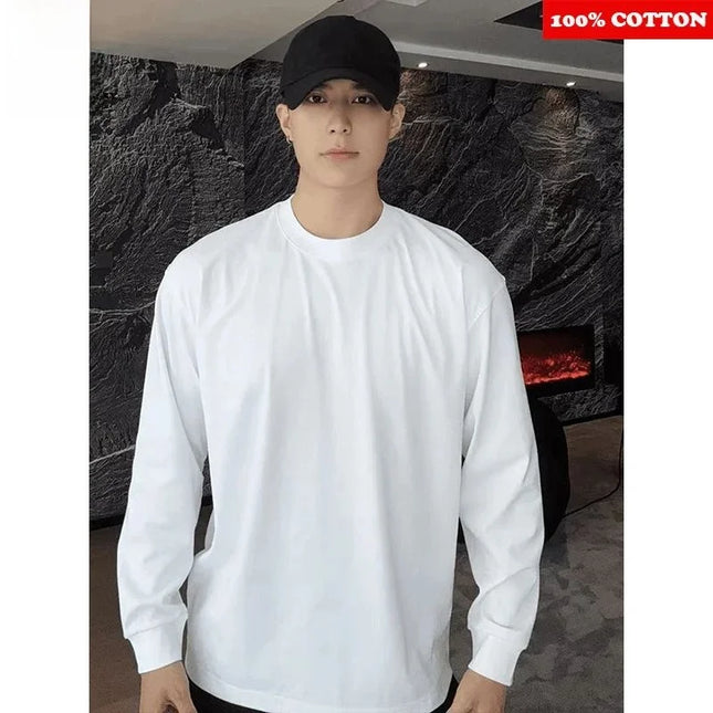 Men's Cotton Long Sleeve Casual Loose Fit Sweater