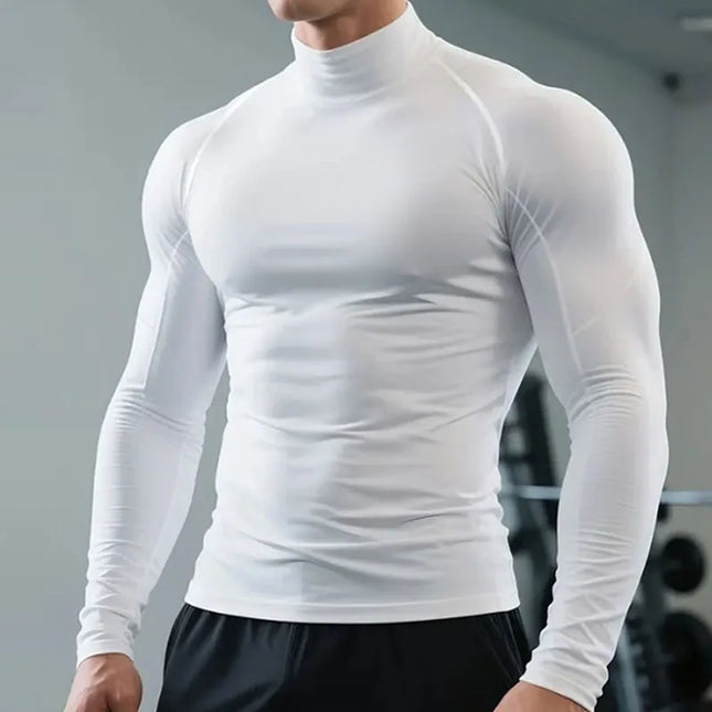 Men's Tight-Fit Long-Sleeved Sweater - Quick-Drying, Breathable, Highly Elastic