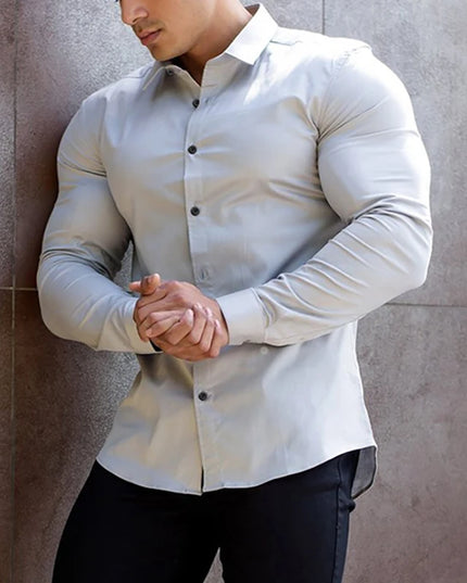 Men's Slim Fit Casual Long Sleeve Shirt - Stylish & Comfortable Men's Dress Shirt