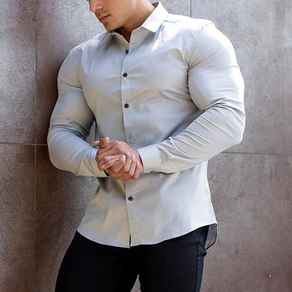 Men's Slim Fit Casual Long Sleeve Shirt - Stylish & Comfortable Men's Dress Shirt