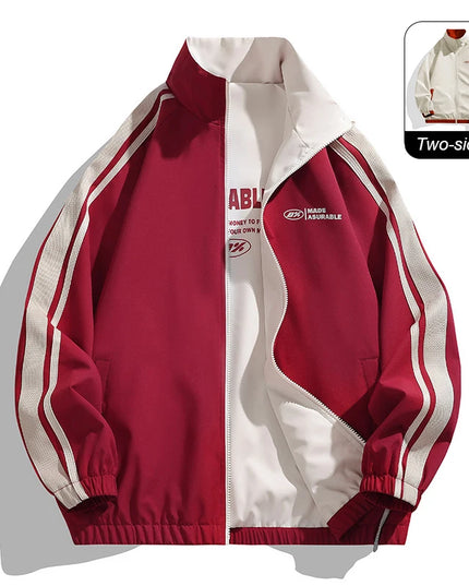 Unisex Reversible Windproof Long Sleeve Jacket - Two-Sided Design