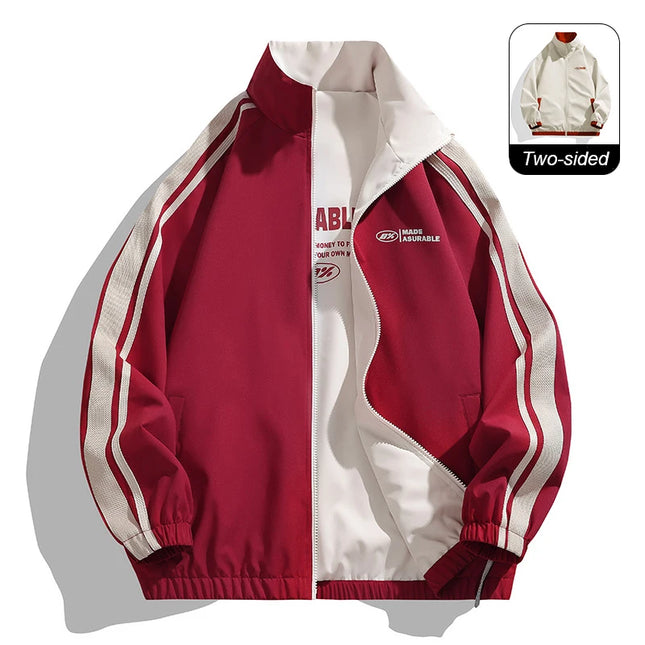Unisex Reversible Windproof Long Sleeve Jacket - Two-Sided Design