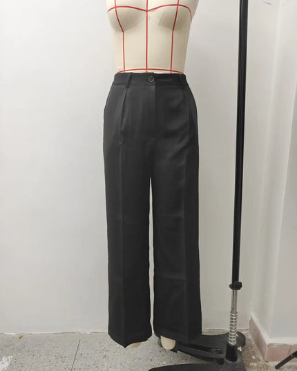 High-Waisted Straight Leg Pants for Women with Button Fly