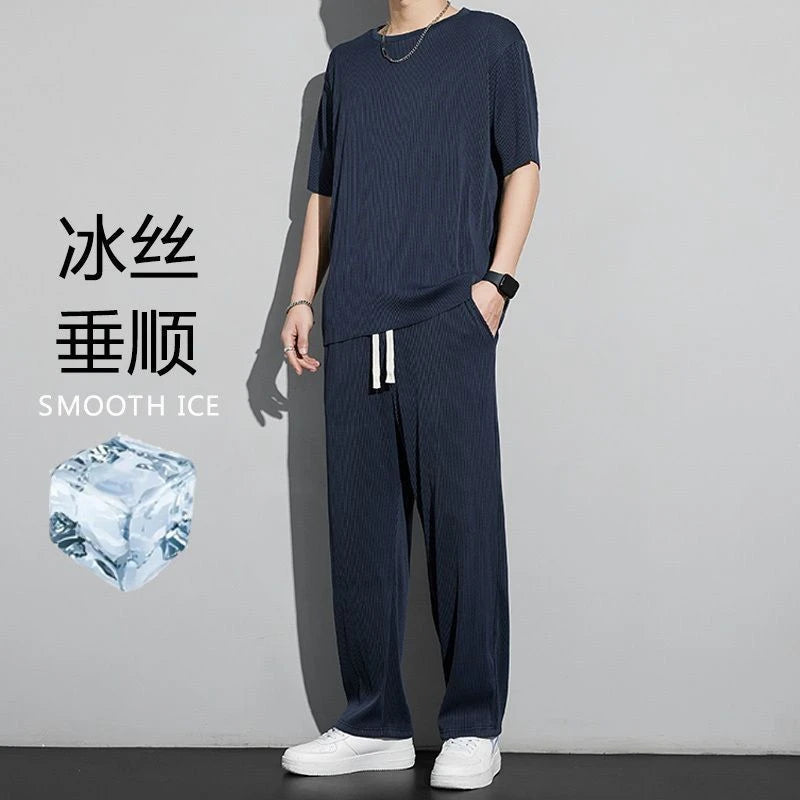 Men's Two-Piece Thin Casual T-Shirt & Drawstring Sweatpants Set
