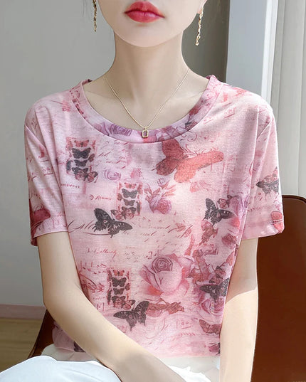 Elegant Women's Satin Silk V-Neck Short Sleeve Blouse
