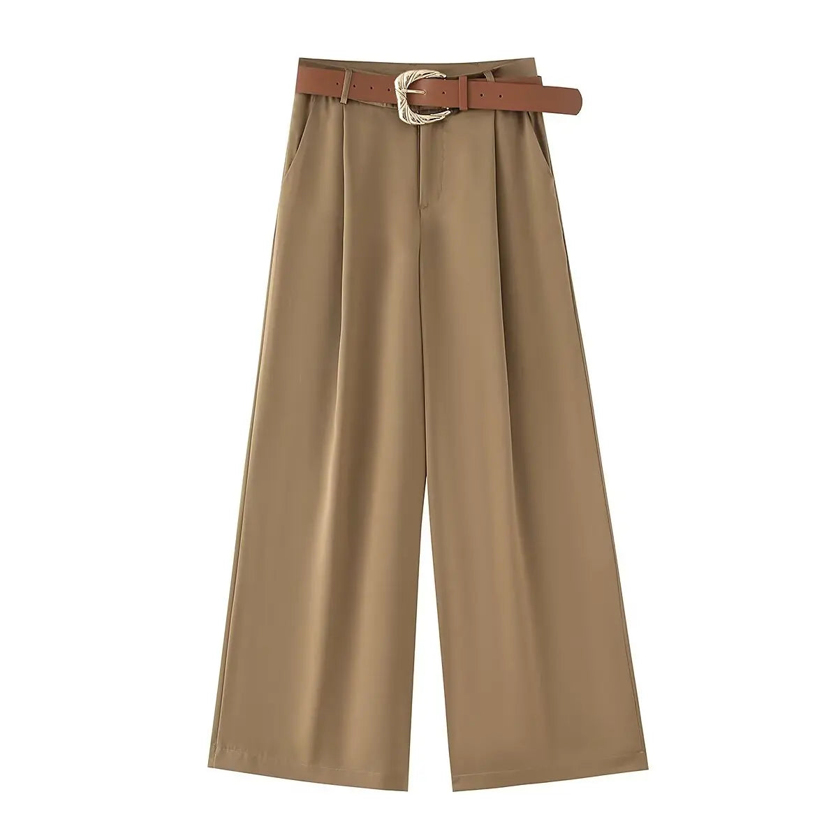 TRAF Women’s Baggy Belt Pants - Wide-Leg Casual Trousers for Women