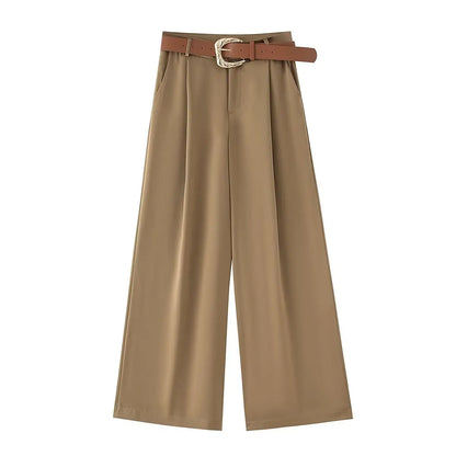 TRAF Women’s Baggy Belt Pants - Wide-Leg Casual Trousers for Women