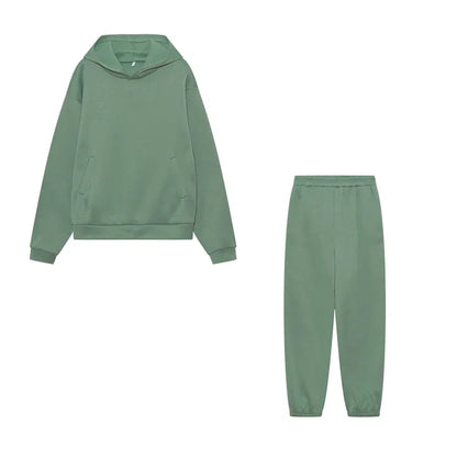 Women's Thickened Long-Sleeve Hoodie and Drawstring Pants Set