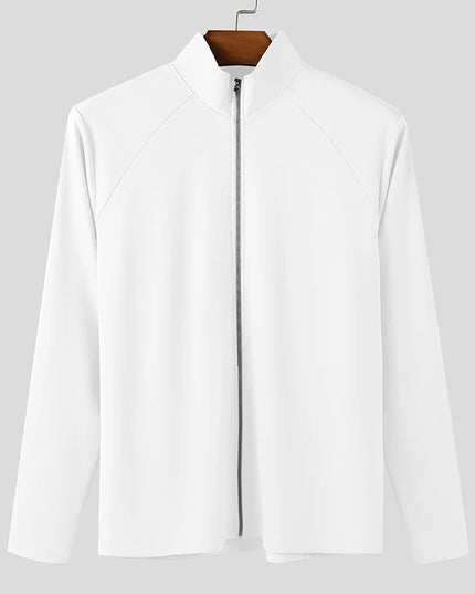 Incerun Men's Slim Fit Turtleneck Long Sleeve Zipper Jacket