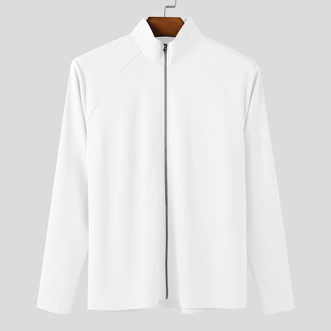 Incerun Men's Slim Fit Turtleneck Long Sleeve Zipper Jacket