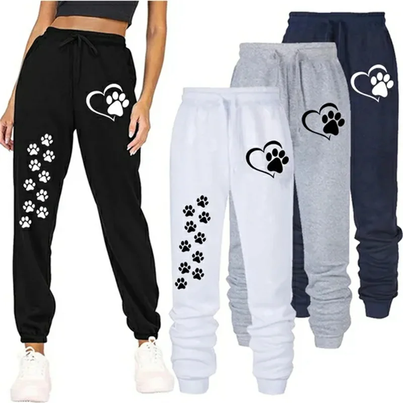 womens cat print drawstring sweatpant and joggers