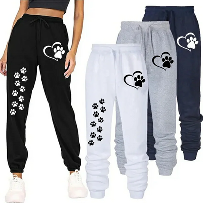 womens cat print drawstring sweatpant and joggers