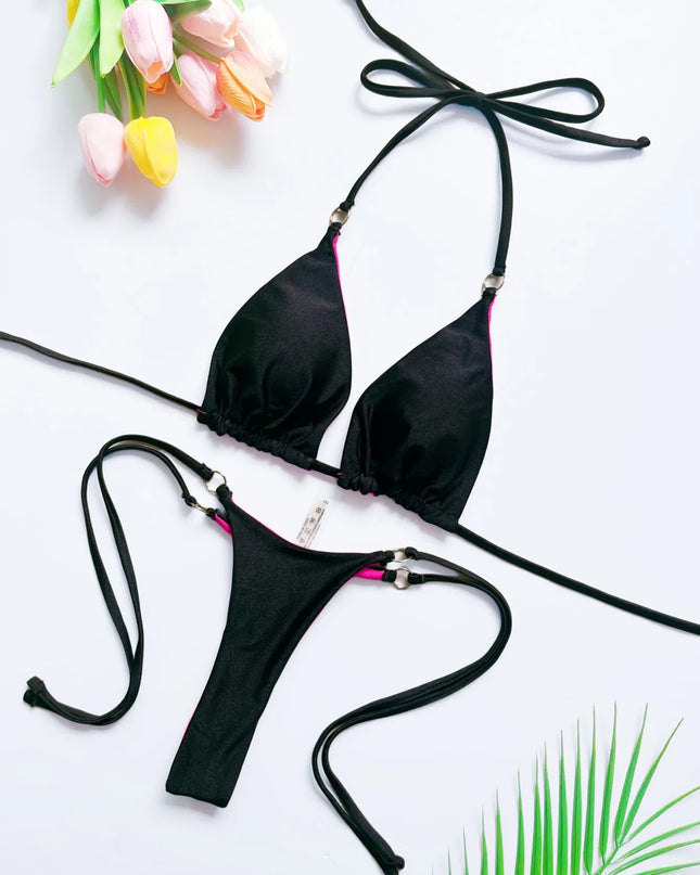 Women's Two-Piece Triangle Bikini Swimsuit Set