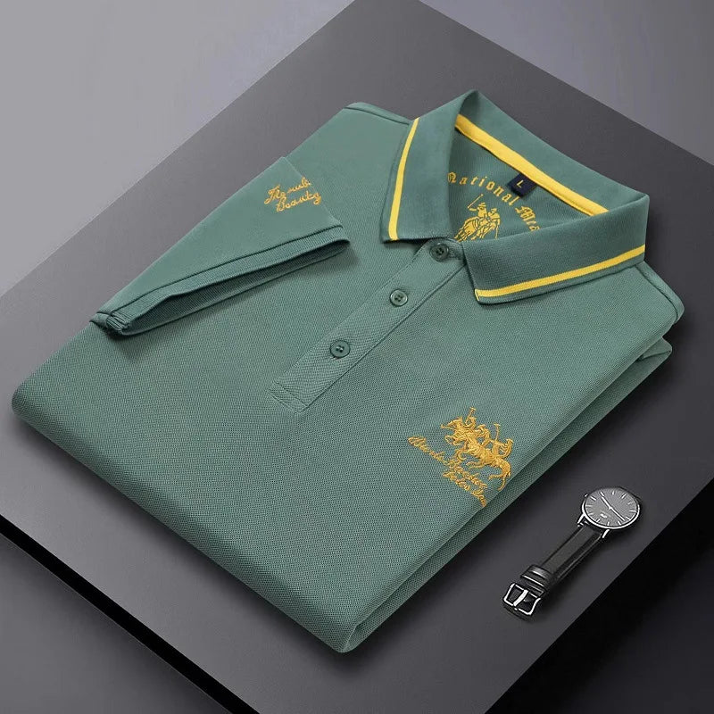 Men's Luxury Short Sleeve Embroidered Polo T- Shirt