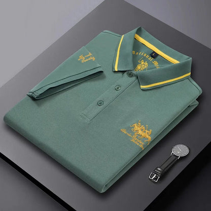 Men's Luxury Short Sleeve Embroidered Polo T- Shirt