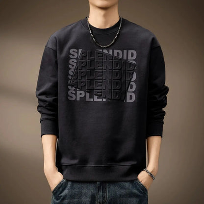 Men's "Splendid" Print Long Sleeve Sweatert – Loose Fit, Round Neck