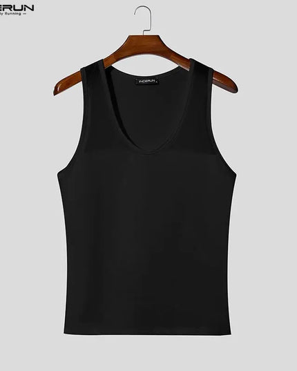 INCERUN Men's Mesh See-Through Tank Tops