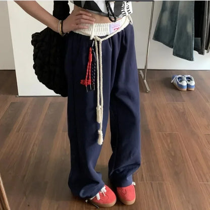 Women's Loose Straight Cotton Sweatpants - Various Colors