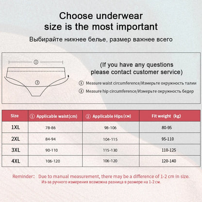 4PCS Plus Size Women's Comfort Cotton Boxer Briefs with Love Heart Print