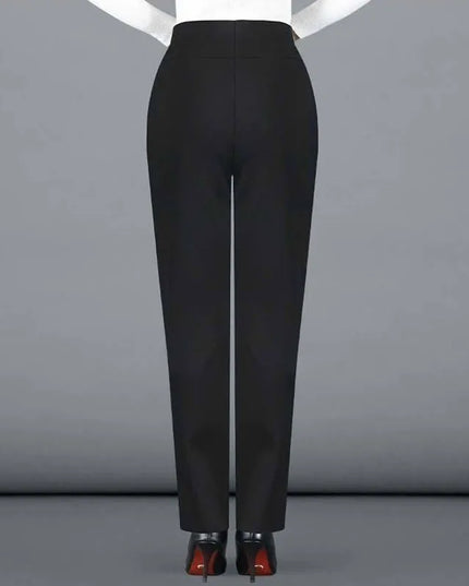 Women's Thick Fleece High-Waist Straight Pants with Elastic Waist
