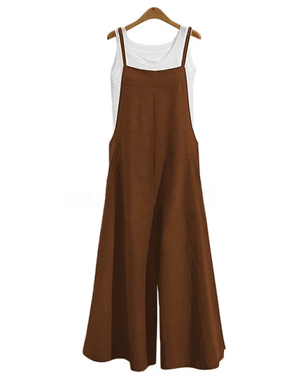 Women’s Wide-Leg Dungaree Pants with Strap - Casual and Loose Fit