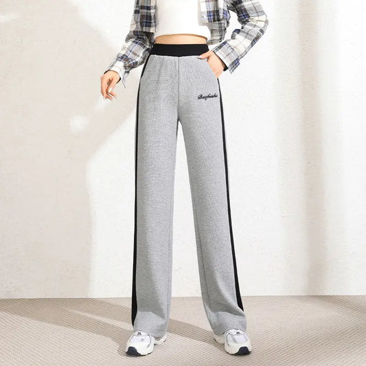 High Waist Elastic Waist Straight Leg Sweatpants for Women