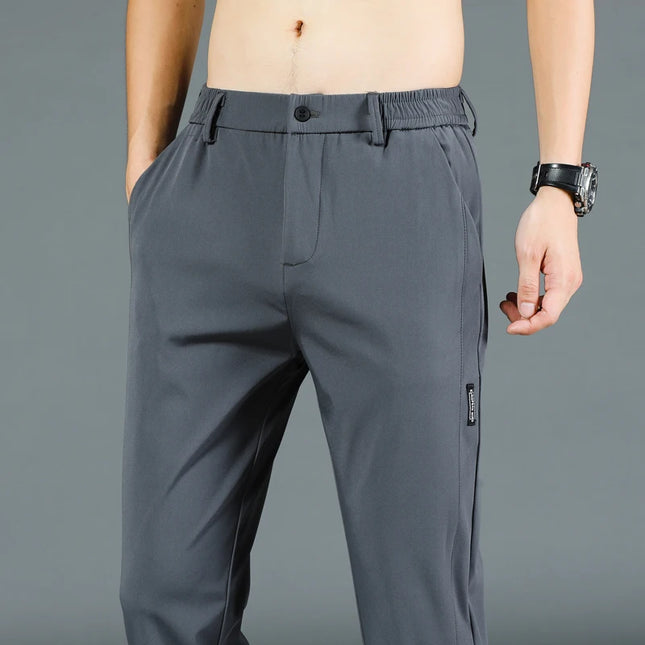 Slim Fit Stretch Men's Casual Pants with Elastic Waistband - Various Colors
