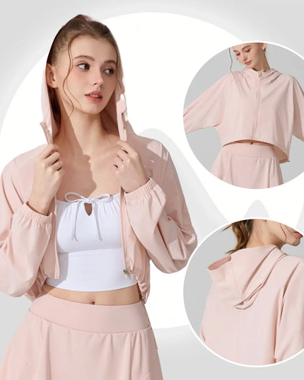 Women's Activewear Cropped Jacket - Breathable & Quick-Drying