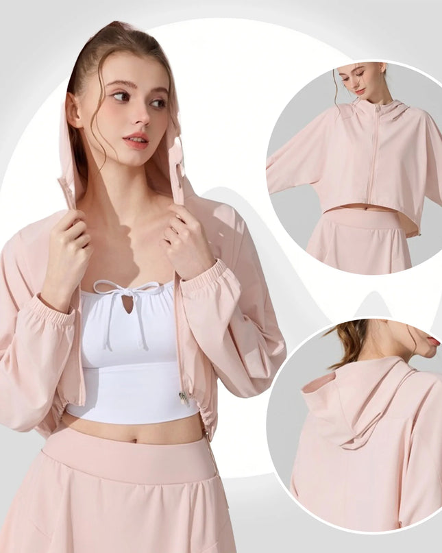 Women's Activewear Cropped Jacket - Breathable & Quick-Drying