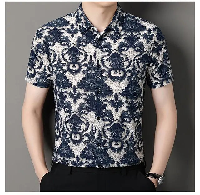 Ice Silk Short-Sleeve Men's Shirt – Breathable, Lightweight