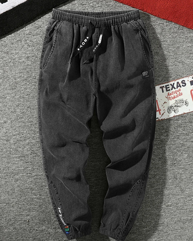 Men's Jogger   Casual Denim Cargo Pants Stretch Cotton Taper Jeans Baggy Trousers
