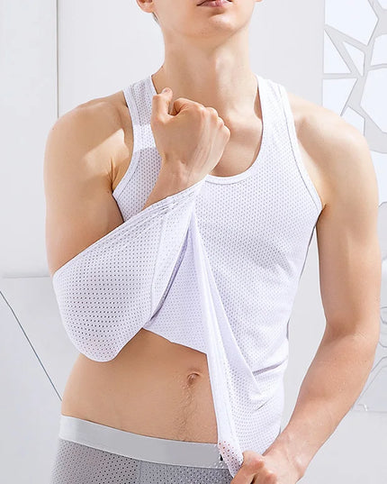 Men's Ice Silk Transparent Mesh Tank Top -  Various Colors