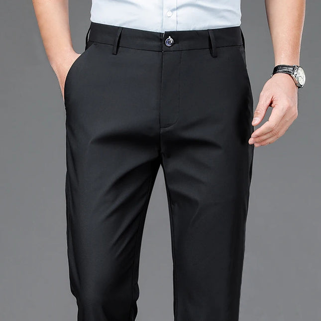 Men's Stretchy Straight Leg Trousers - Various Colors