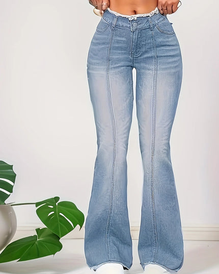 Women's Mid-Waist Slim Fit Stretch Denim Bootcut Flared Skinny Jeans