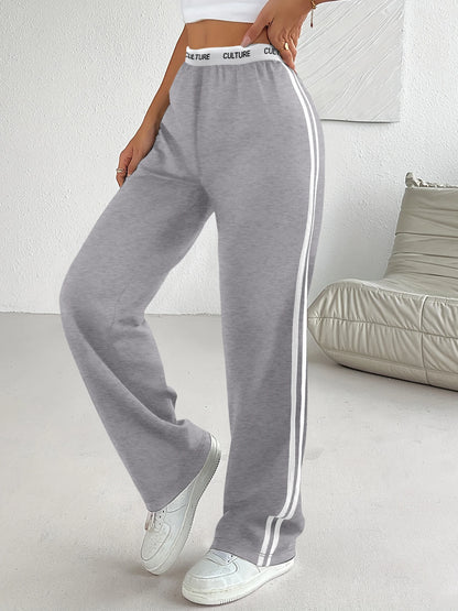 Women's Wide Leg Sweatpants with Side Stripe