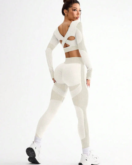 Women's 2-Piece Breathable Seamless Sports Vest and Leggings Set