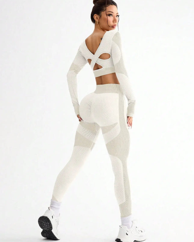 Women's 2-Piece Breathable Seamless Sports Vest and Leggings Set