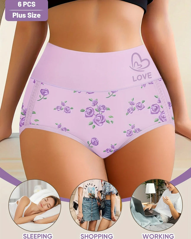 6-Pack Women's Multi-Color Tummy Control Mid-Rise Underwear