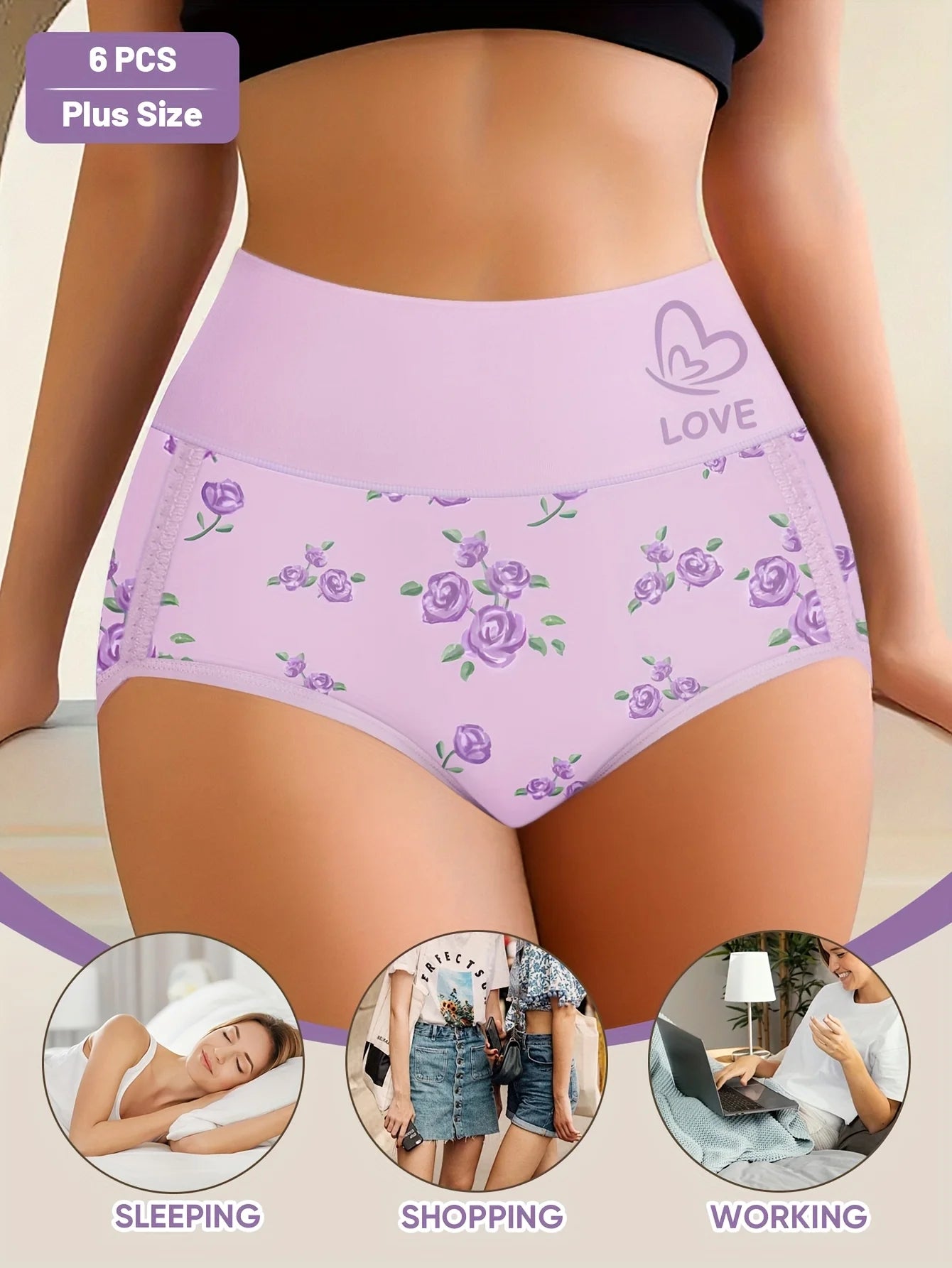 6-Pack Women's Multi-Color Tummy Control Mid-Rise Underwear